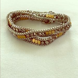 Silver and Gold Beaded Wrap Bracelet